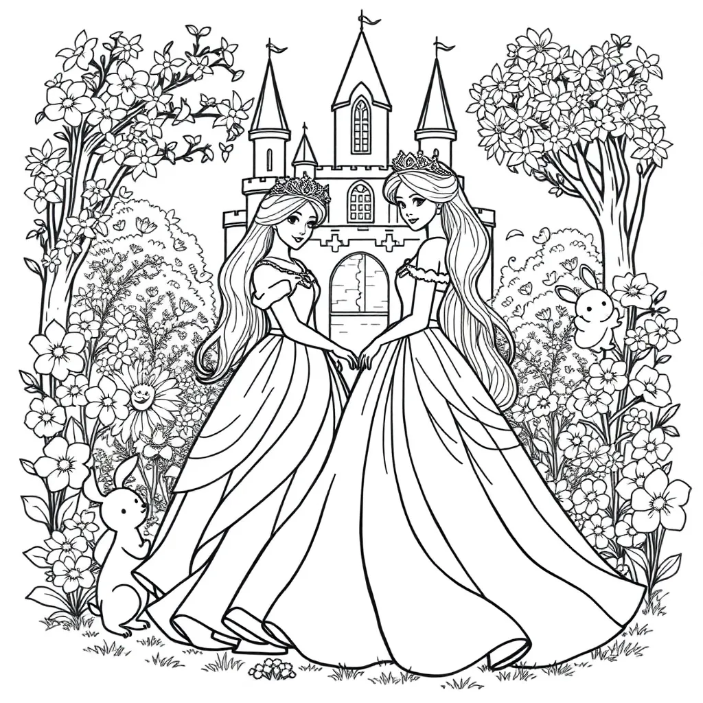 Princesses coloring page