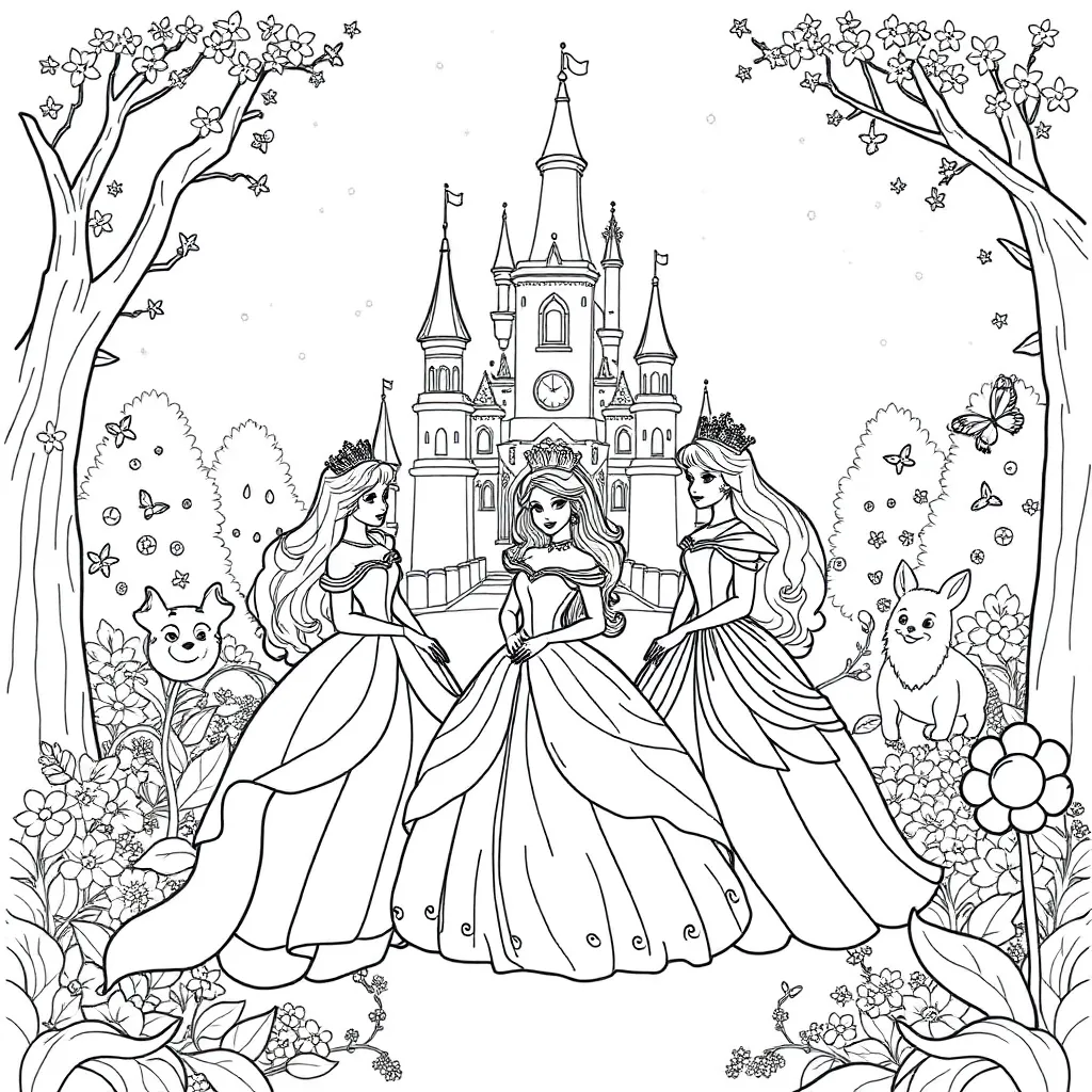 Princesses coloring page