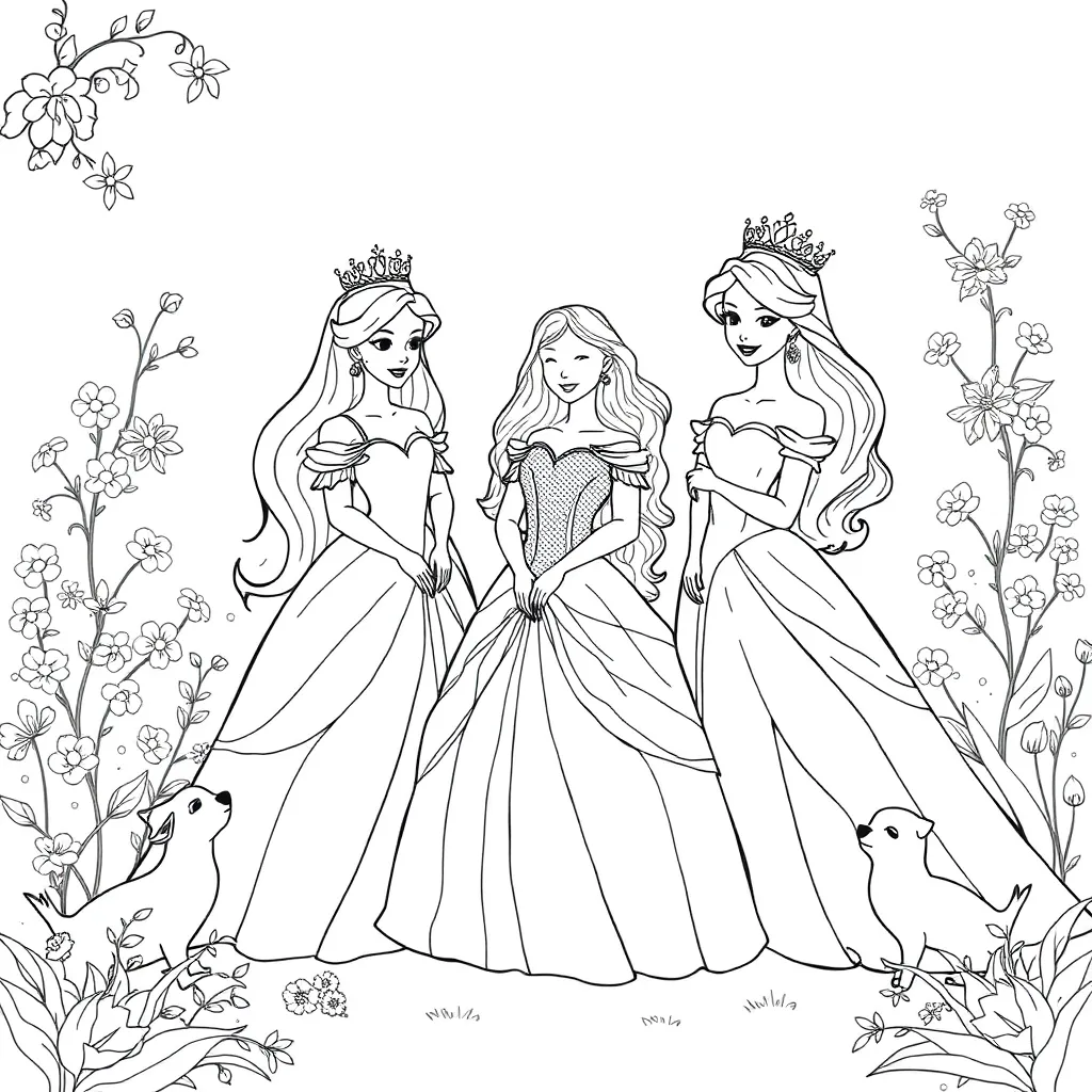 Princesses coloring page
