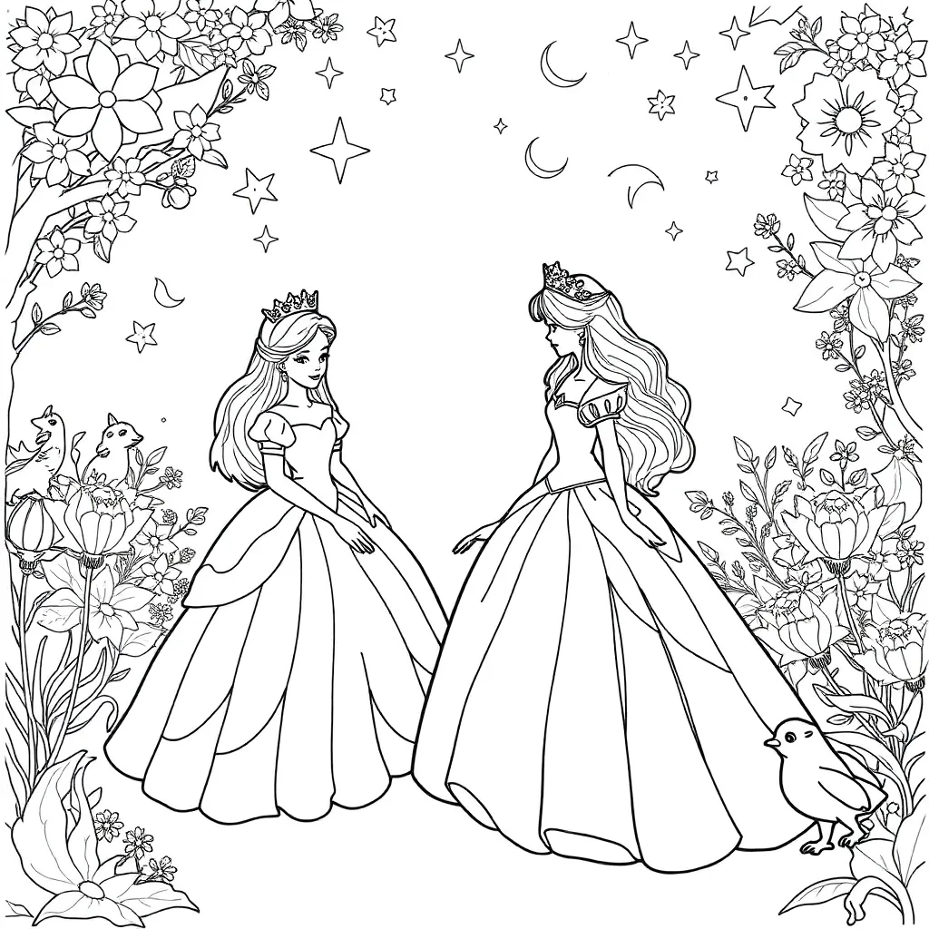 Princesses coloring page