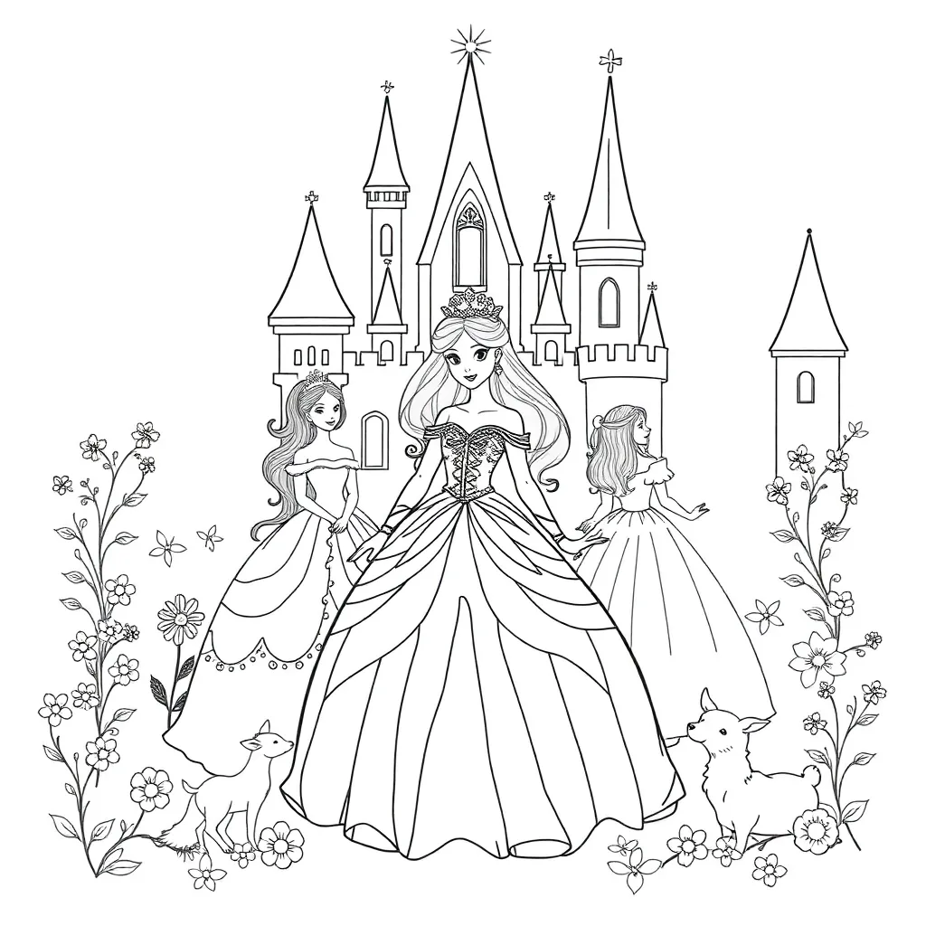Princesses coloring page