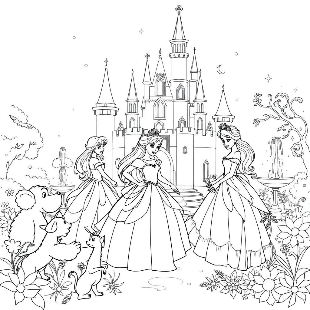 Princesses coloring page