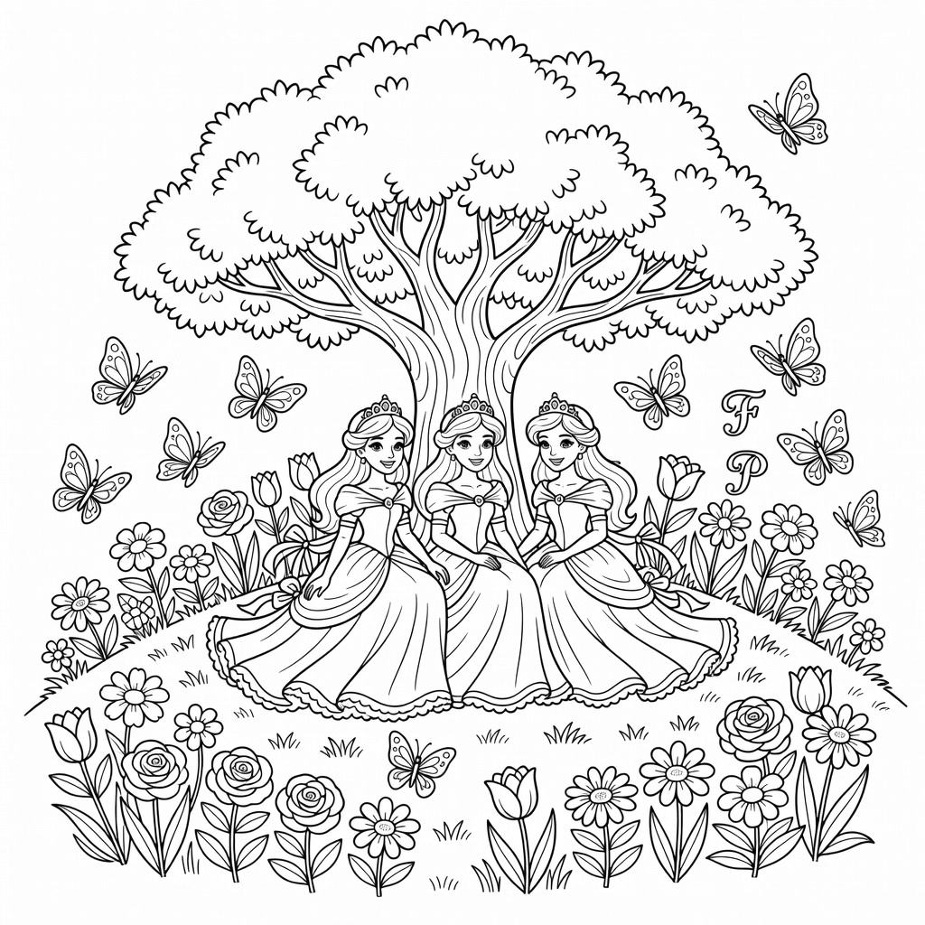 Princesses coloring page