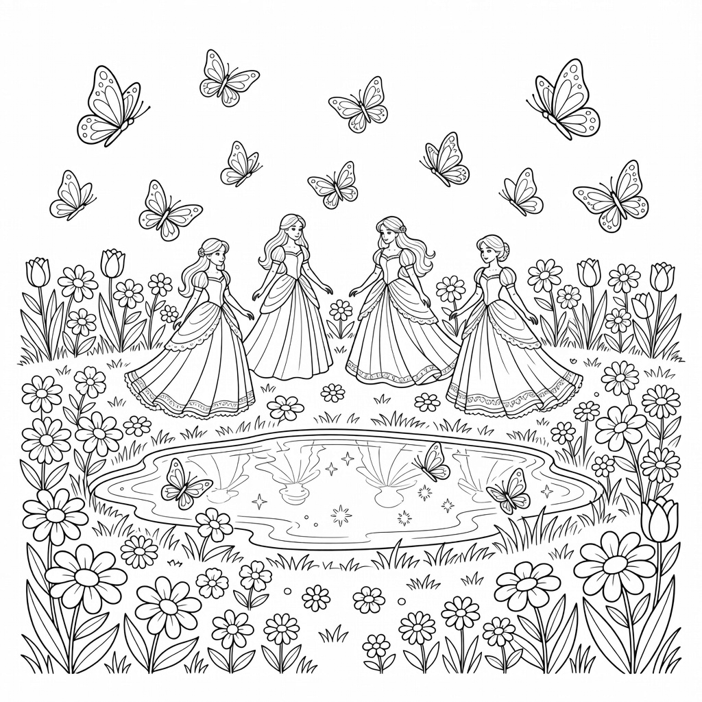 Princesses coloring page