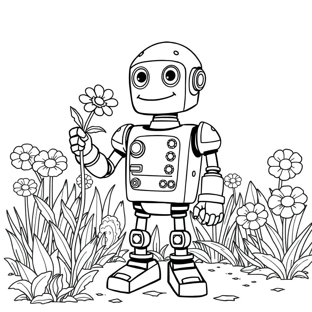 Robot coloring page