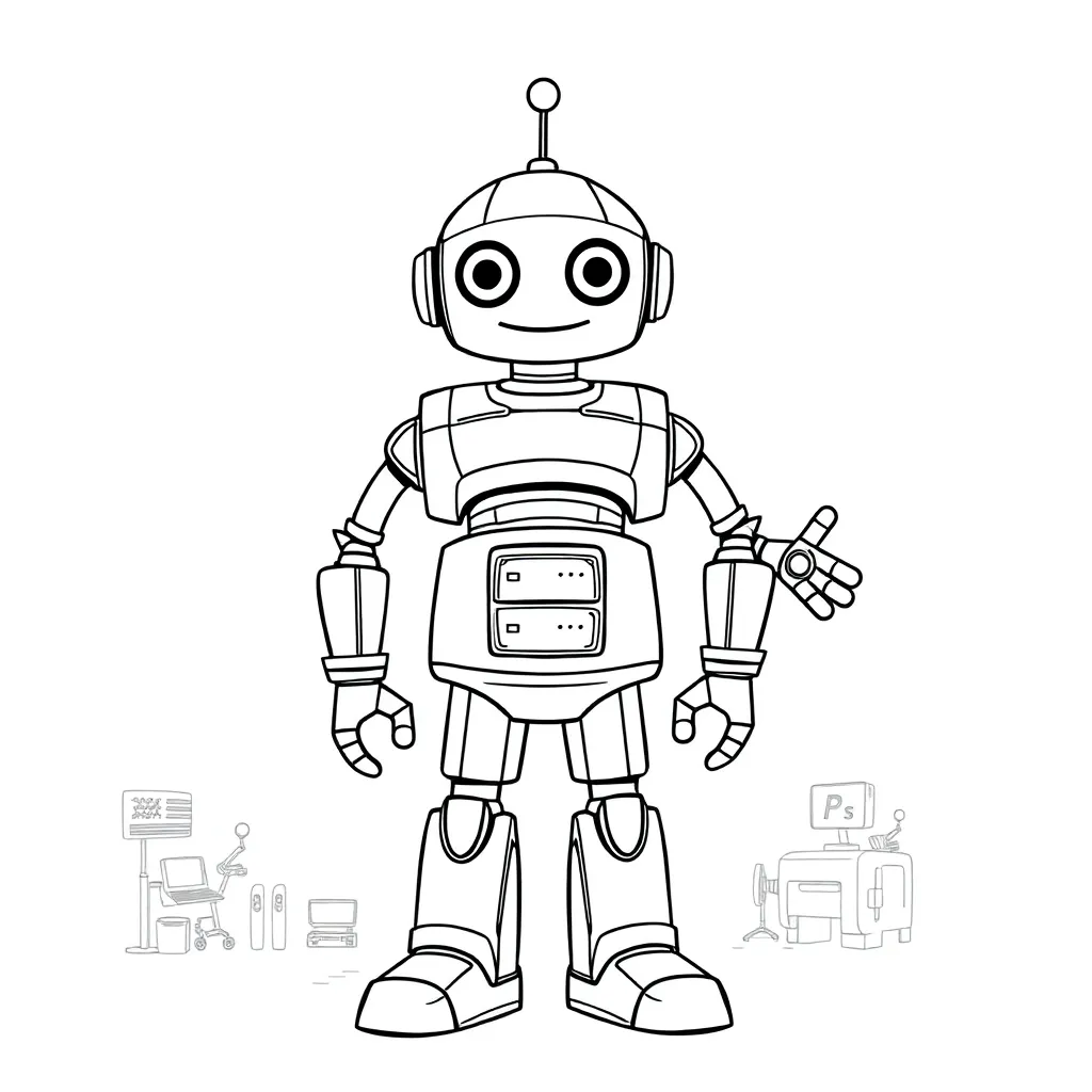 Robot coloring page