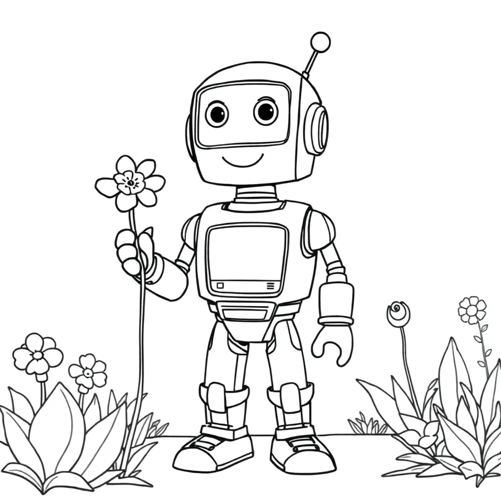 Robot coloring page