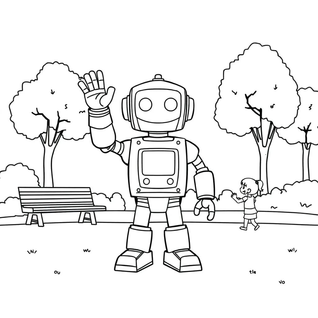 Robot coloring page