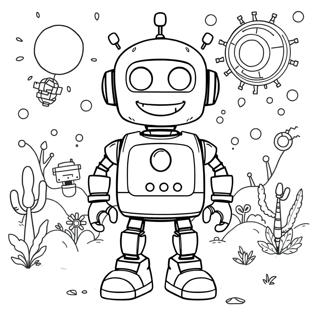 Robot coloring page