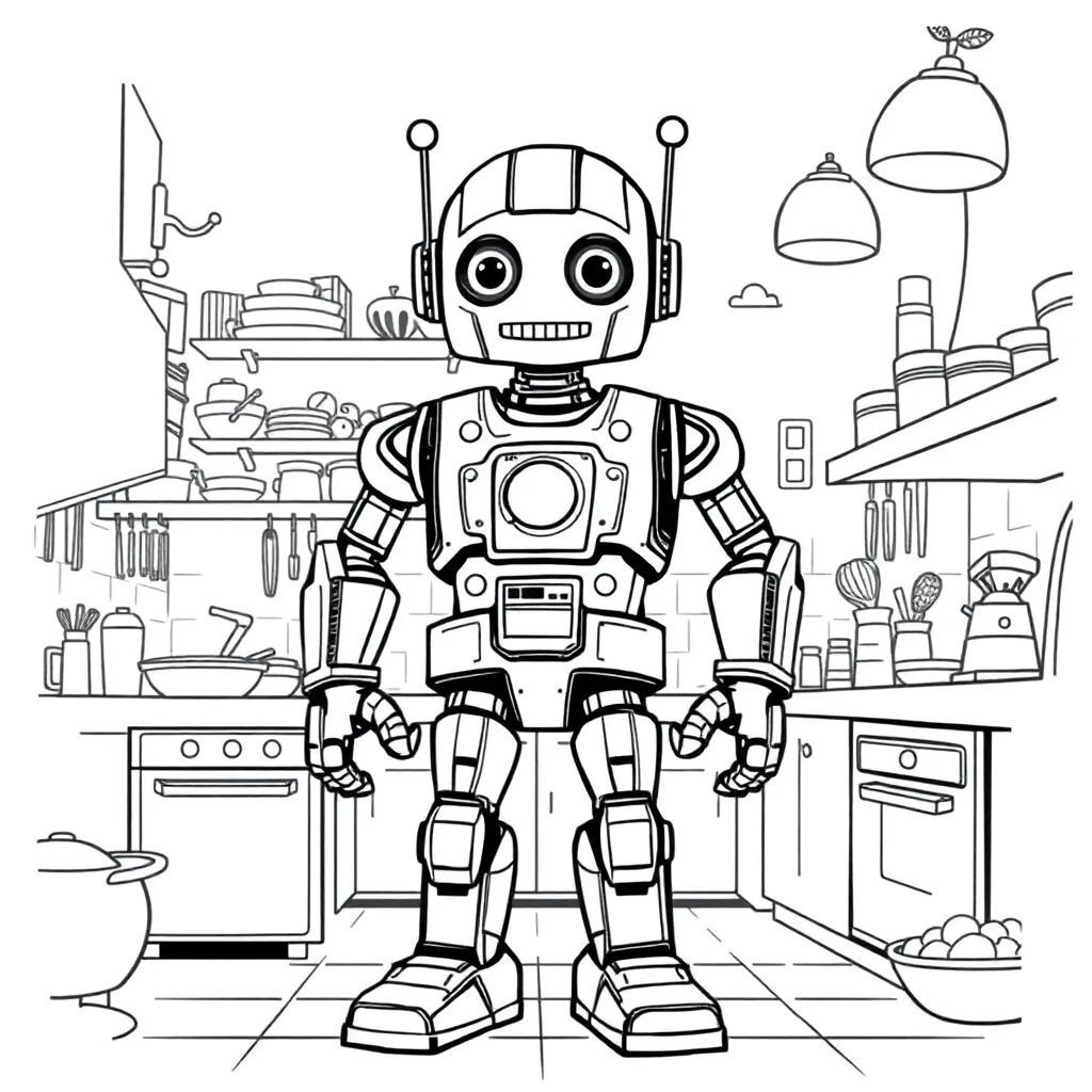 Robot coloring page