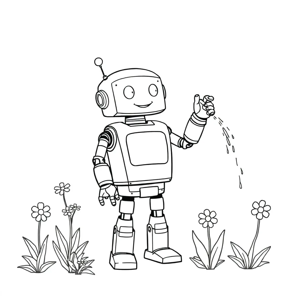Robot coloring page