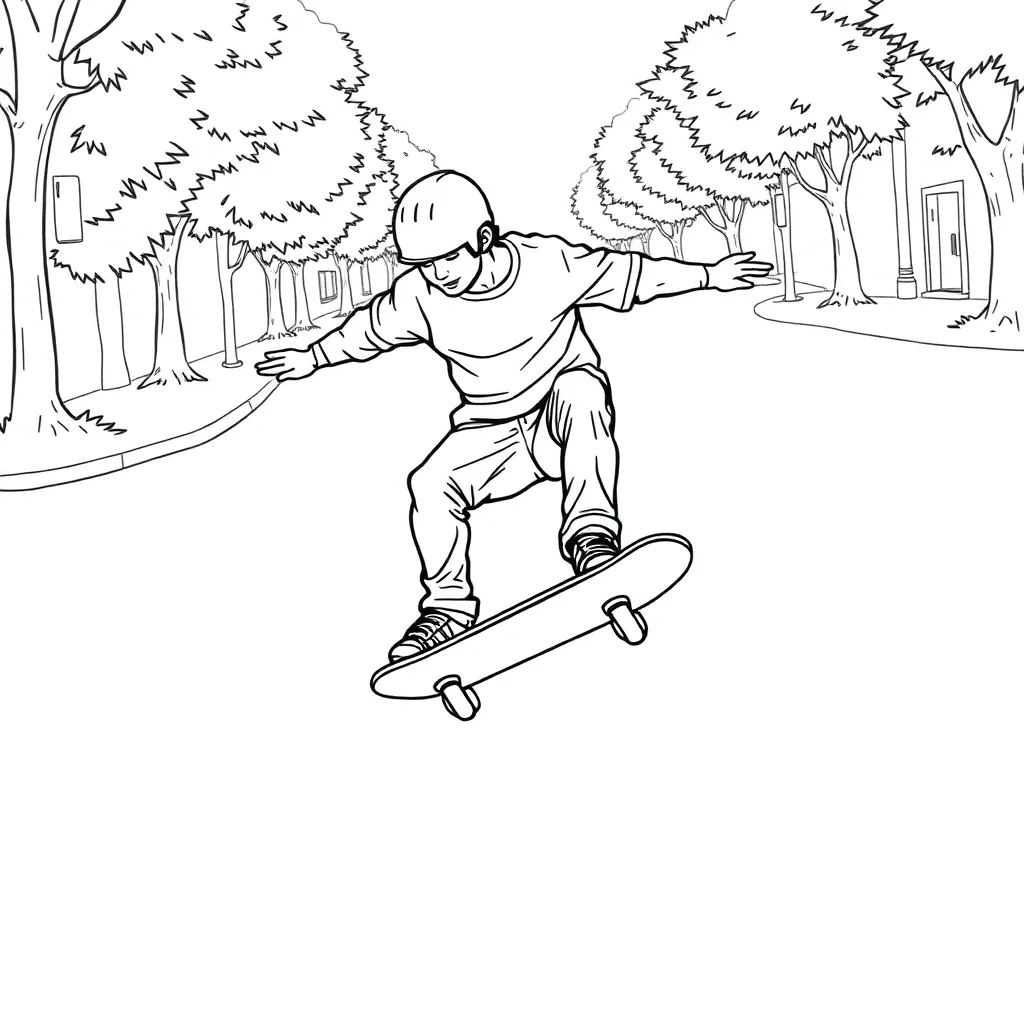 Skateboarder coloring page