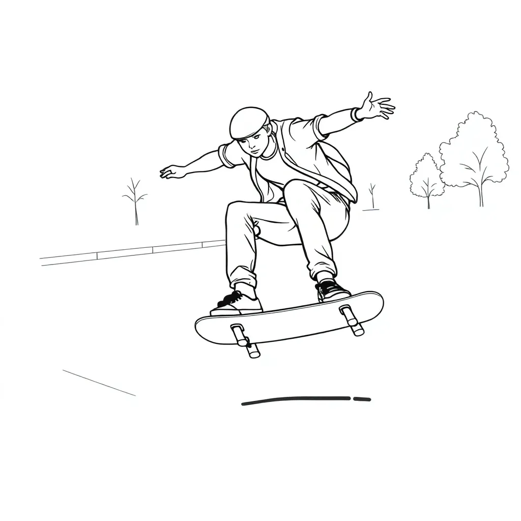 Skateboarder coloring page