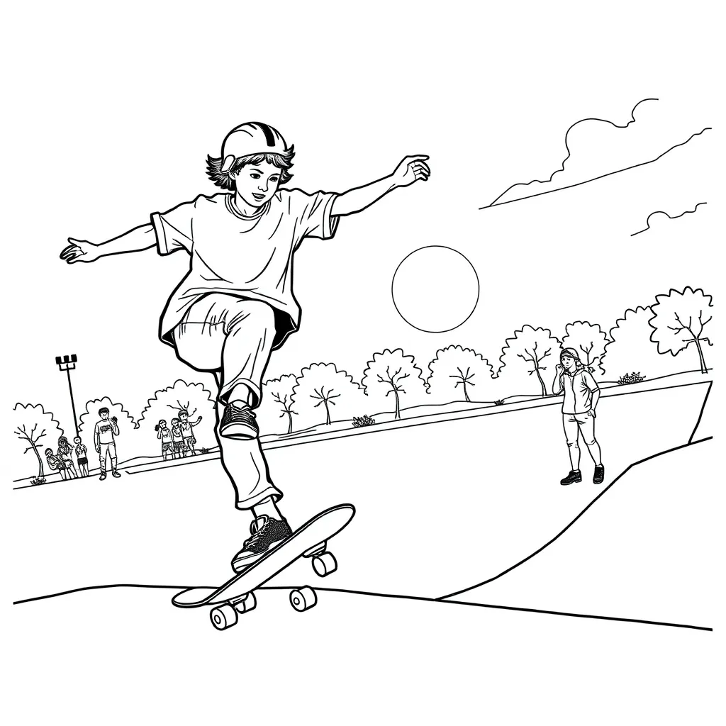Skateboarder coloring page