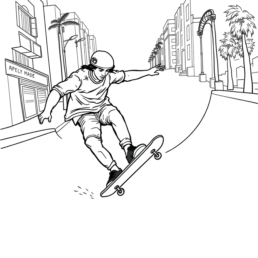 Skateboarder coloring page