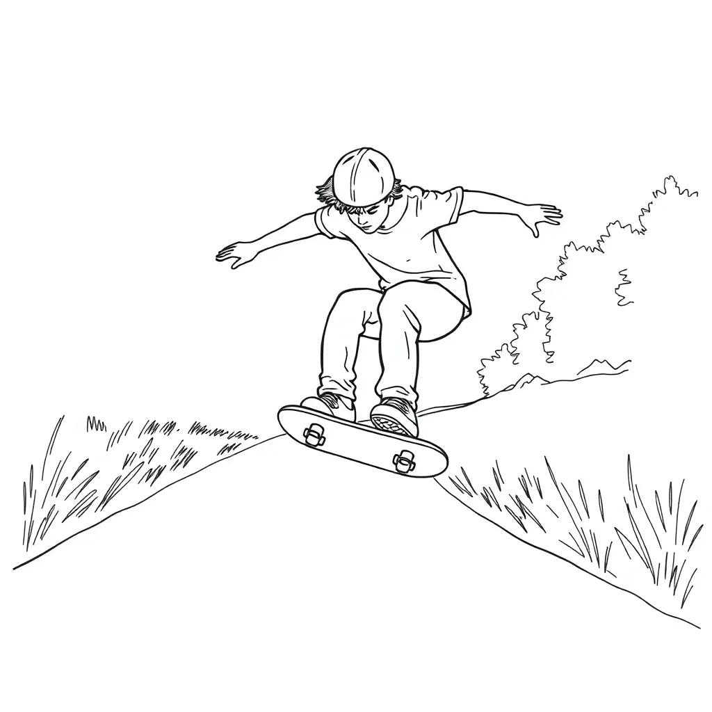 Skateboarder coloring page