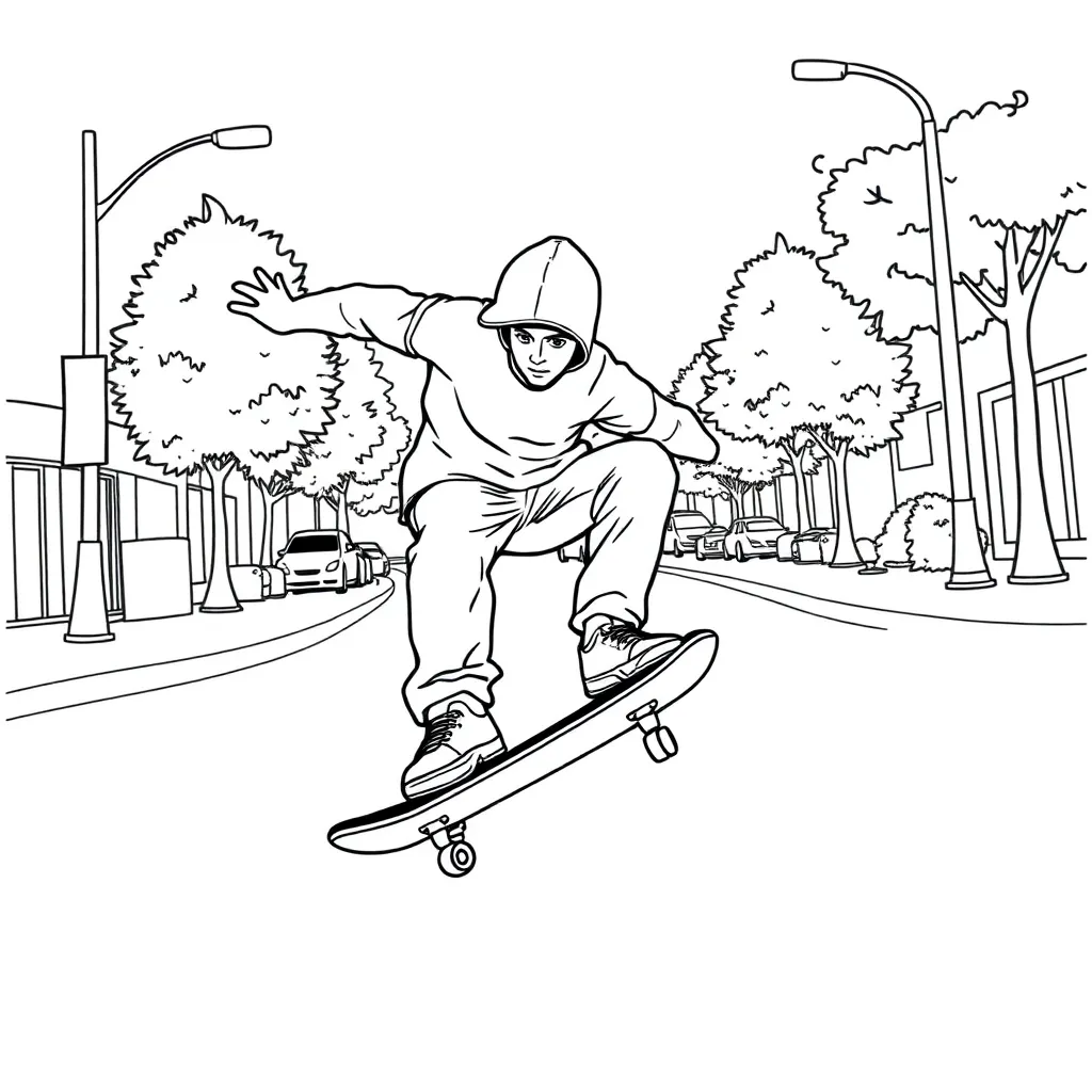 Skateboarder coloring page
