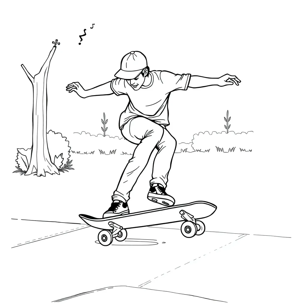 Skateboarder coloring page