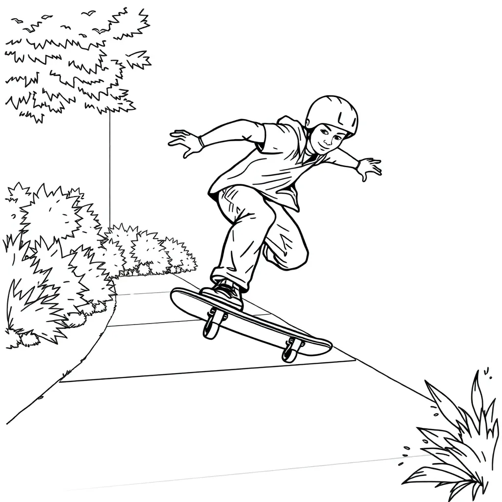 Skateboarder coloring page