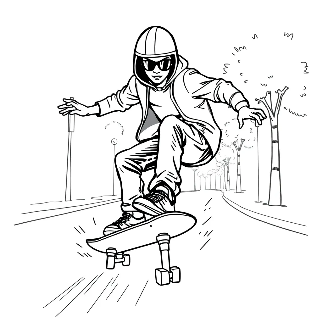 Skateboarder coloring page
