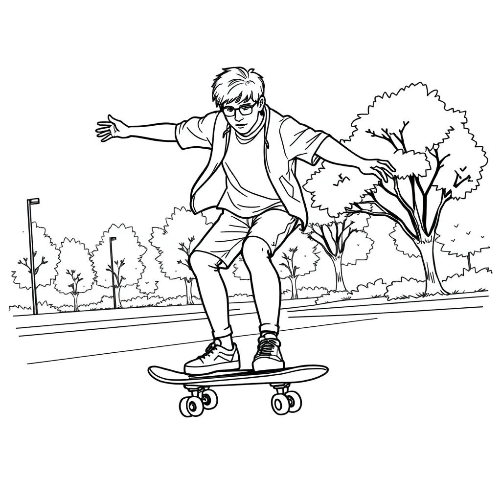 Skateboarder coloring page
