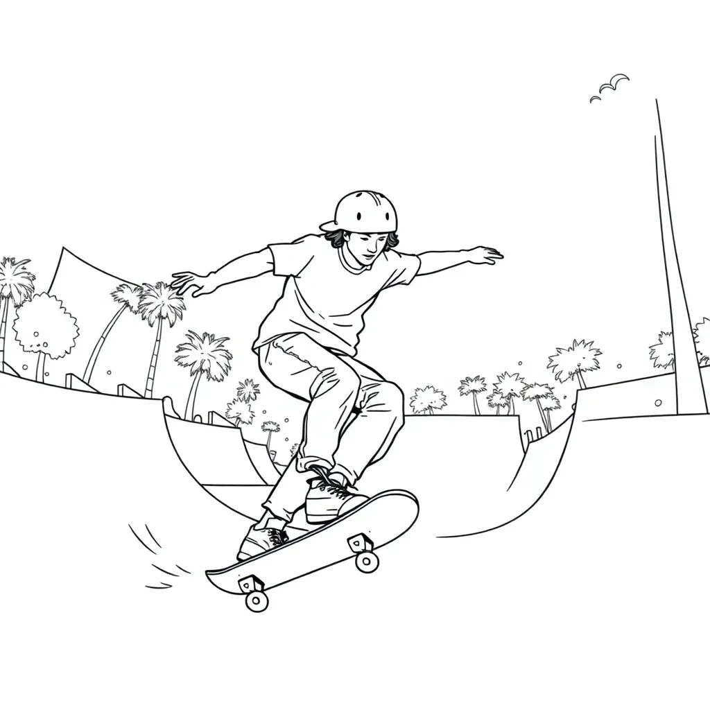 Skateboarder coloring page