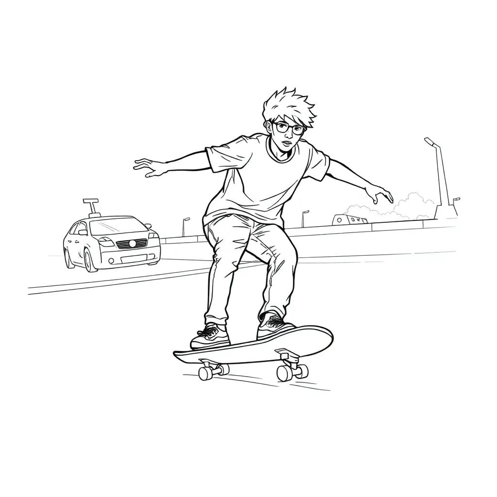 Skateboarder coloring page