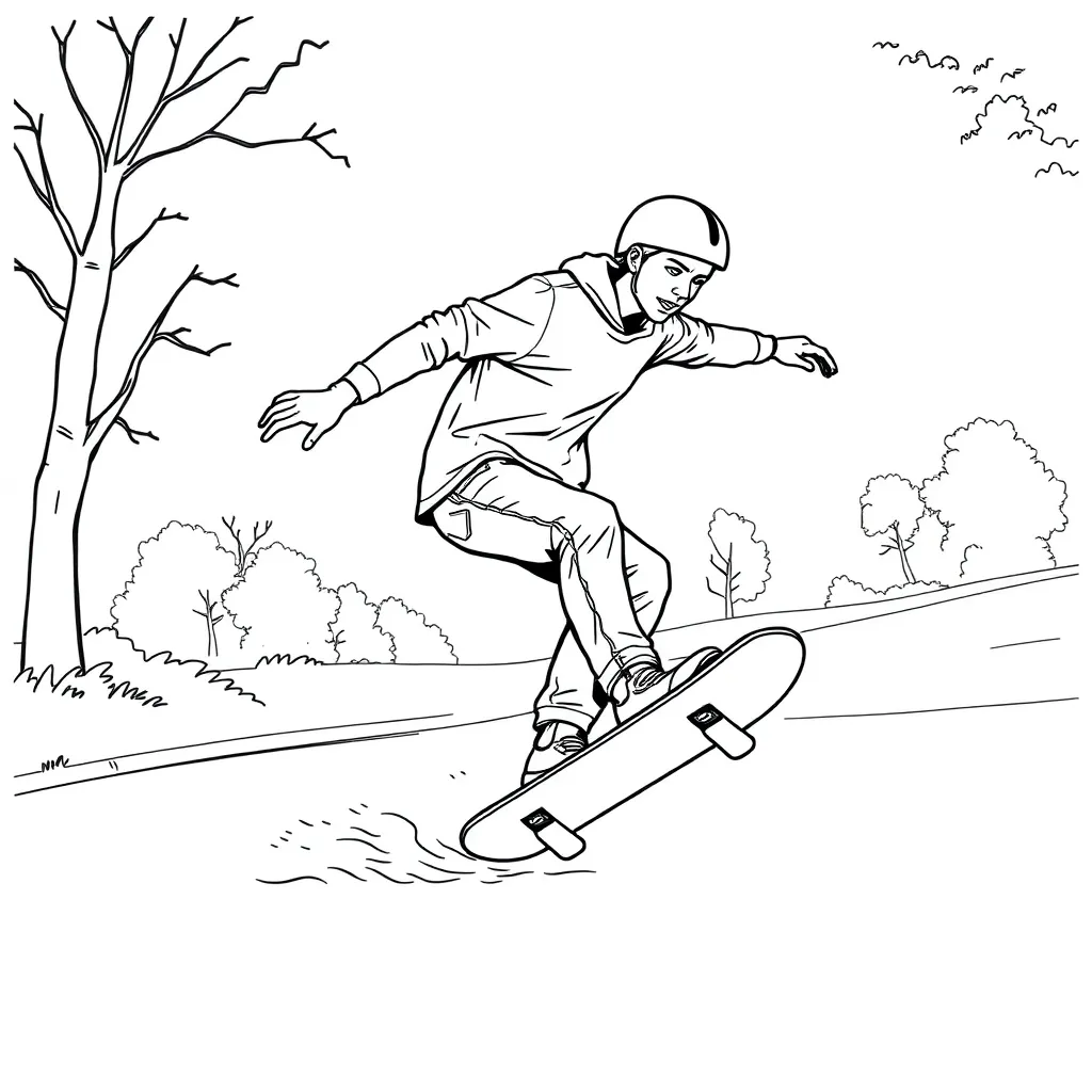 Skateboarder coloring page