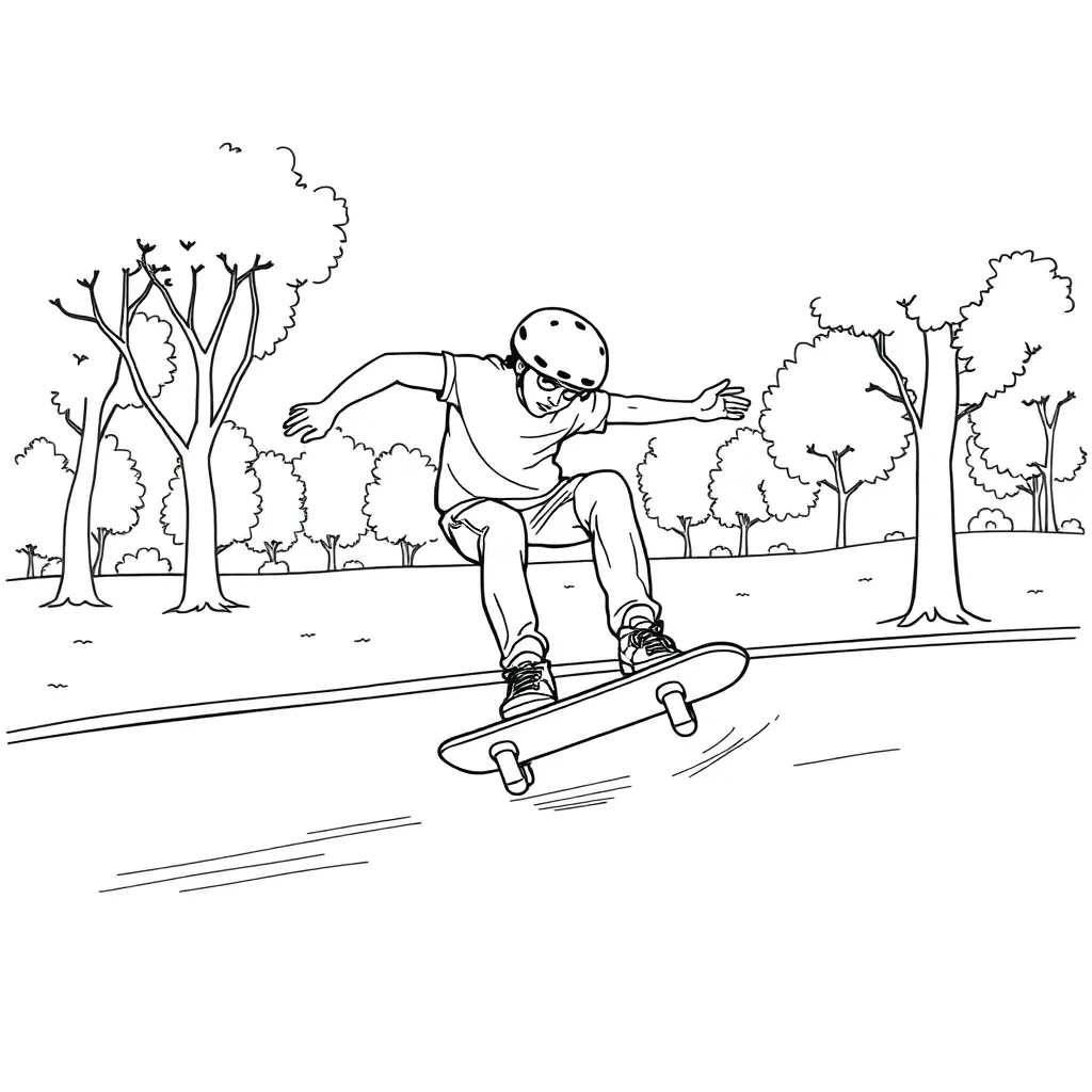 Skateboarder coloring page