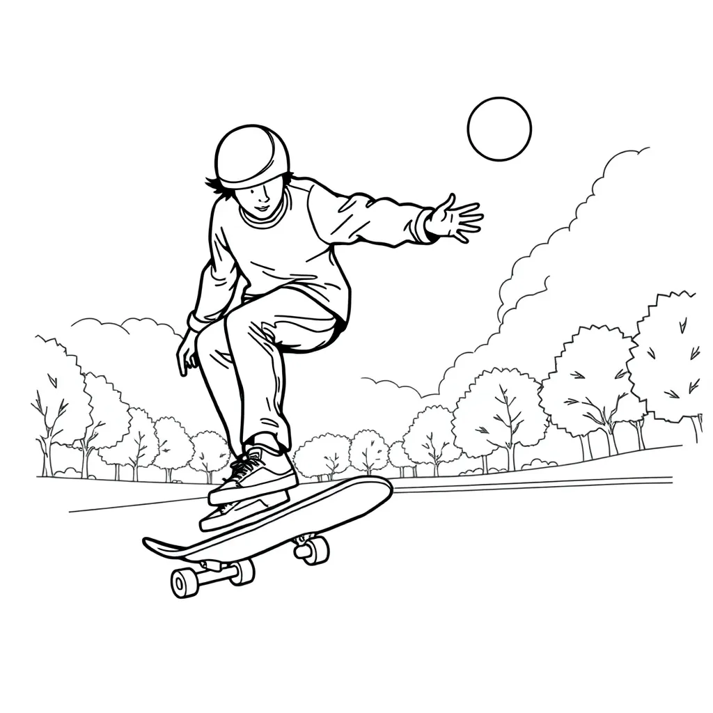 Skateboarder coloring page