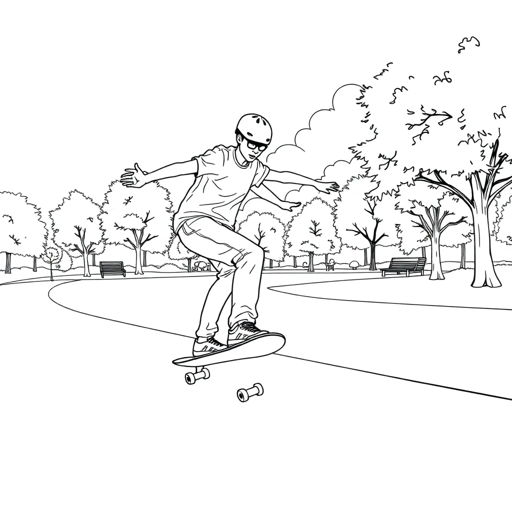Skateboarder coloring page