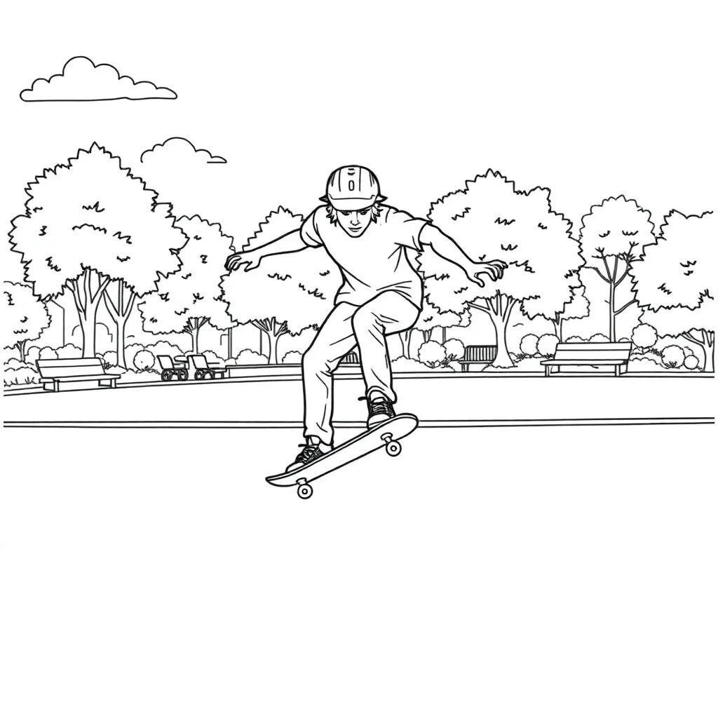 Skateboarder coloring page
