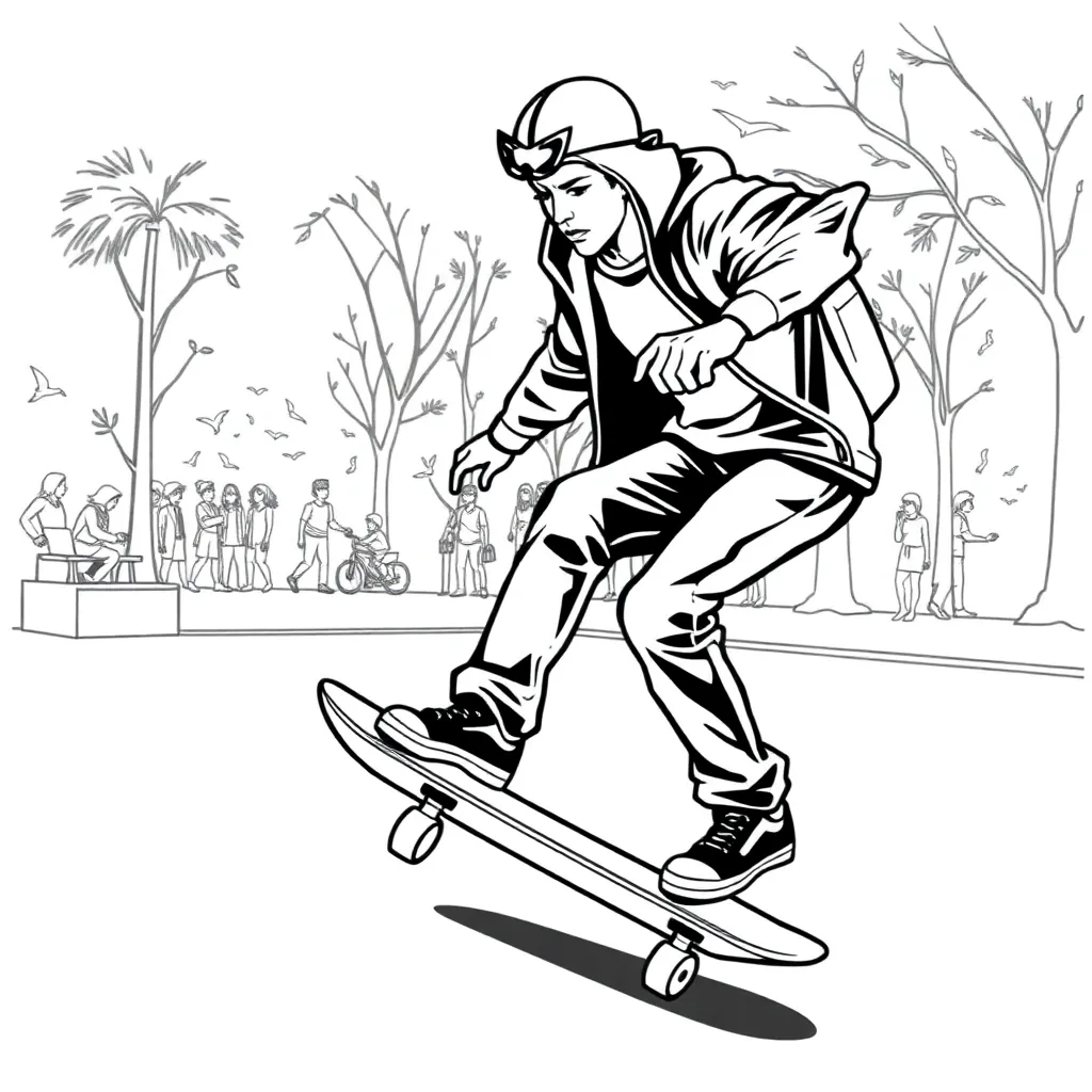 Skateboarder coloring page