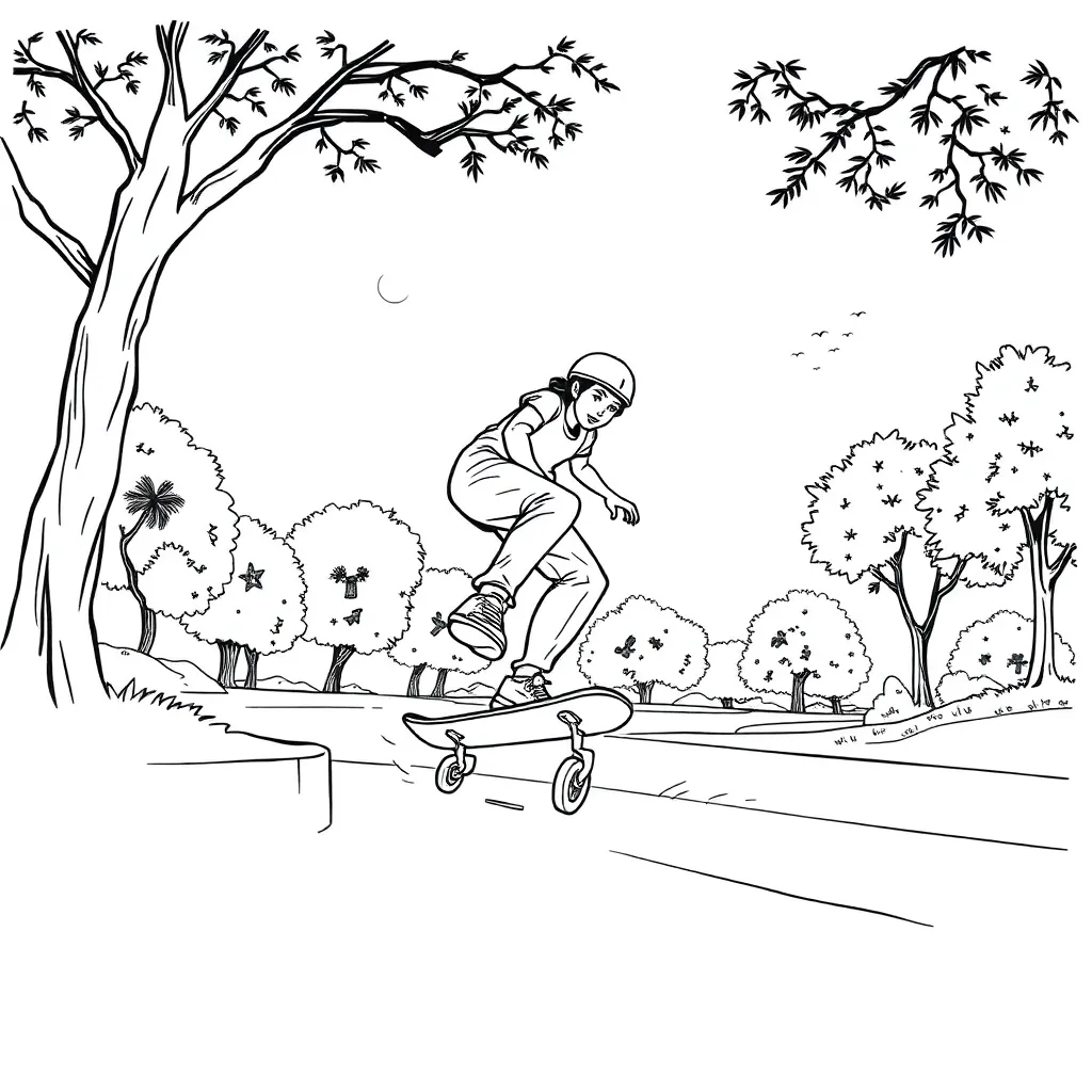 Skateboarder coloring page