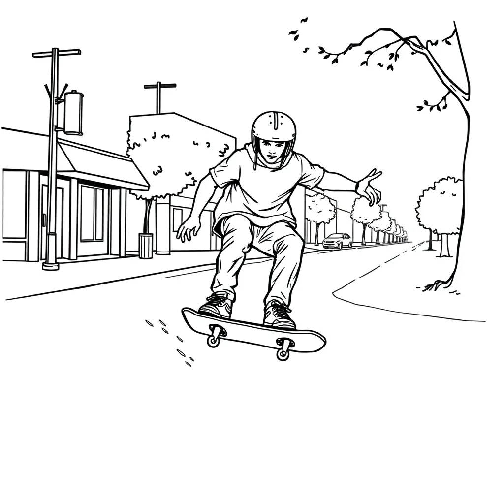 Skateboarder coloring page