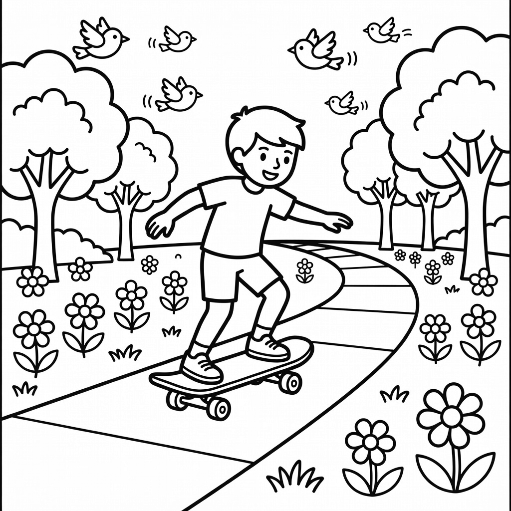 Skateboarder coloring page