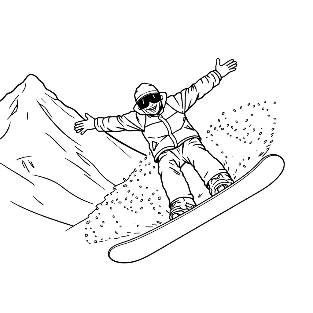 Snowboarder coloring page