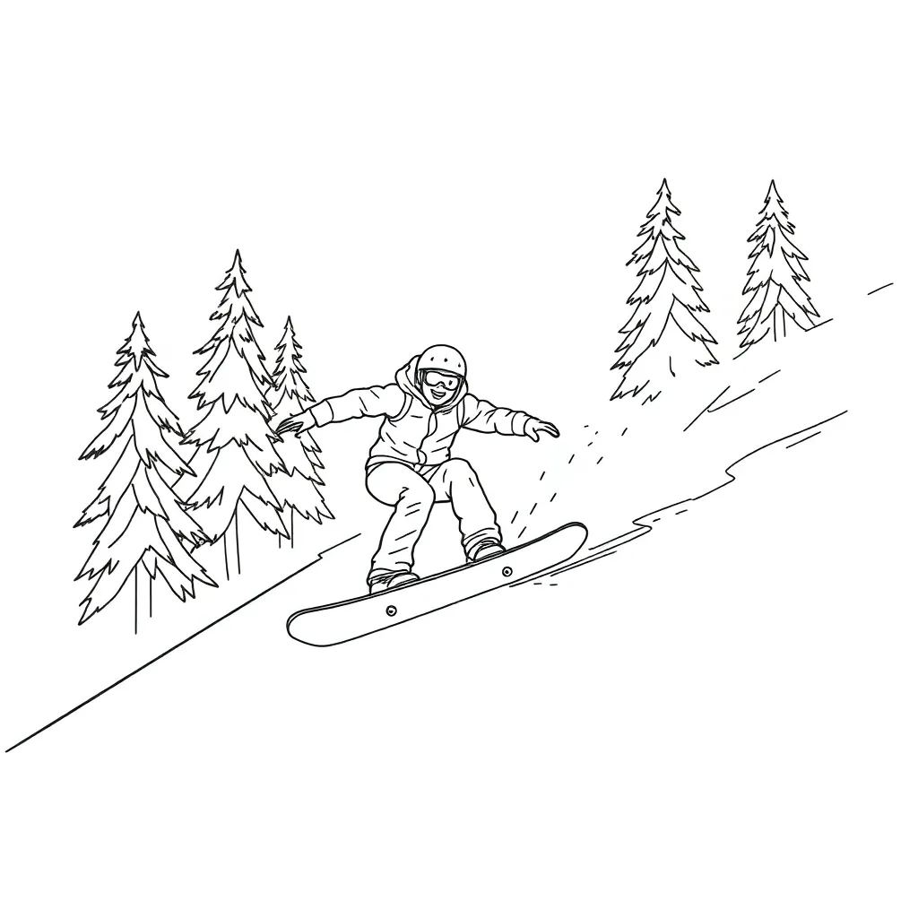 Snowboarder coloring page