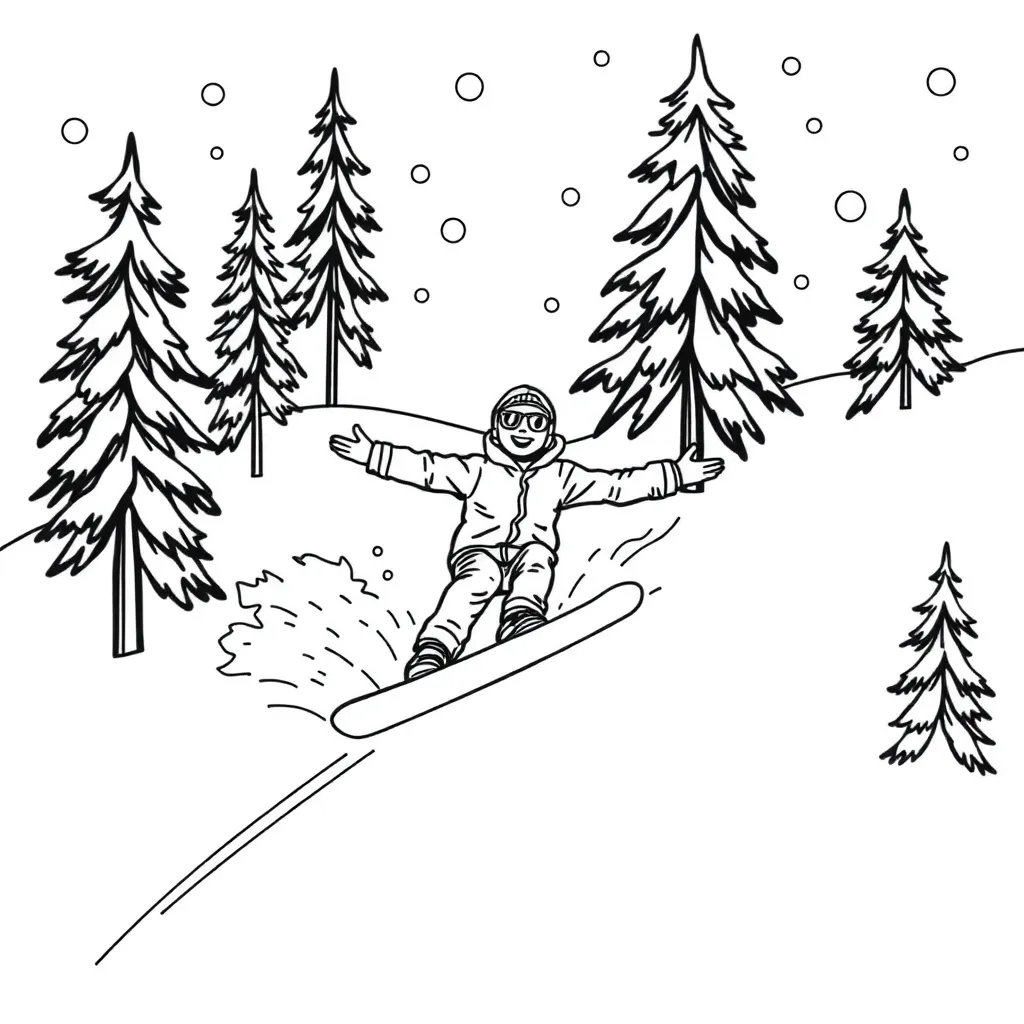 Snowboarder coloring page