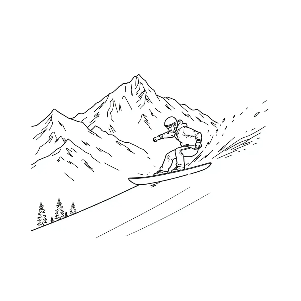 Snowboarder coloring page