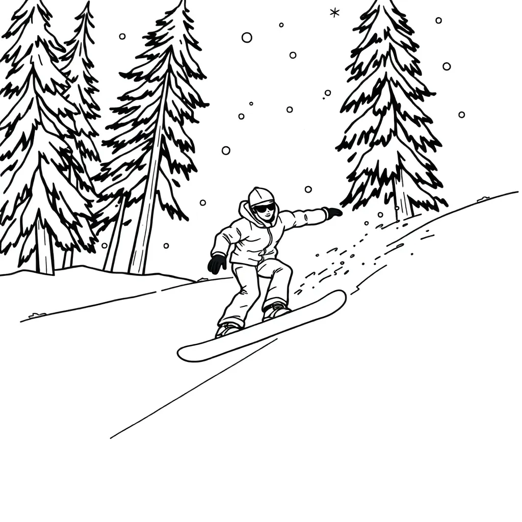 Snowboarder coloring page
