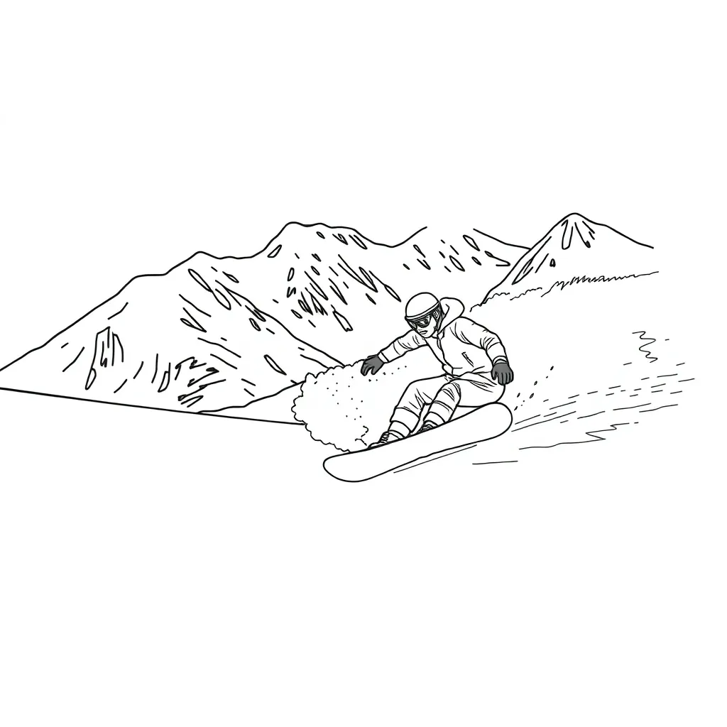 Snowboarder coloring page