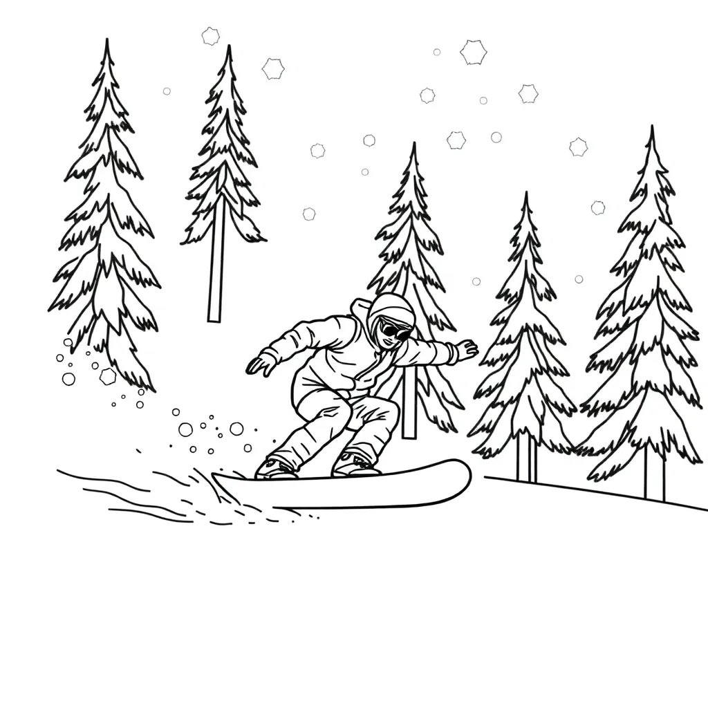 Snowboarder coloring page