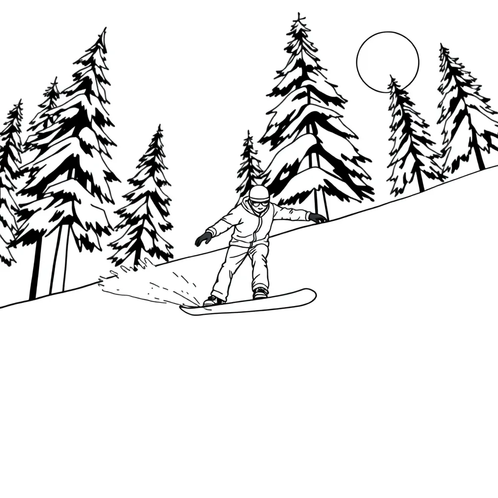 Snowboarder coloring page