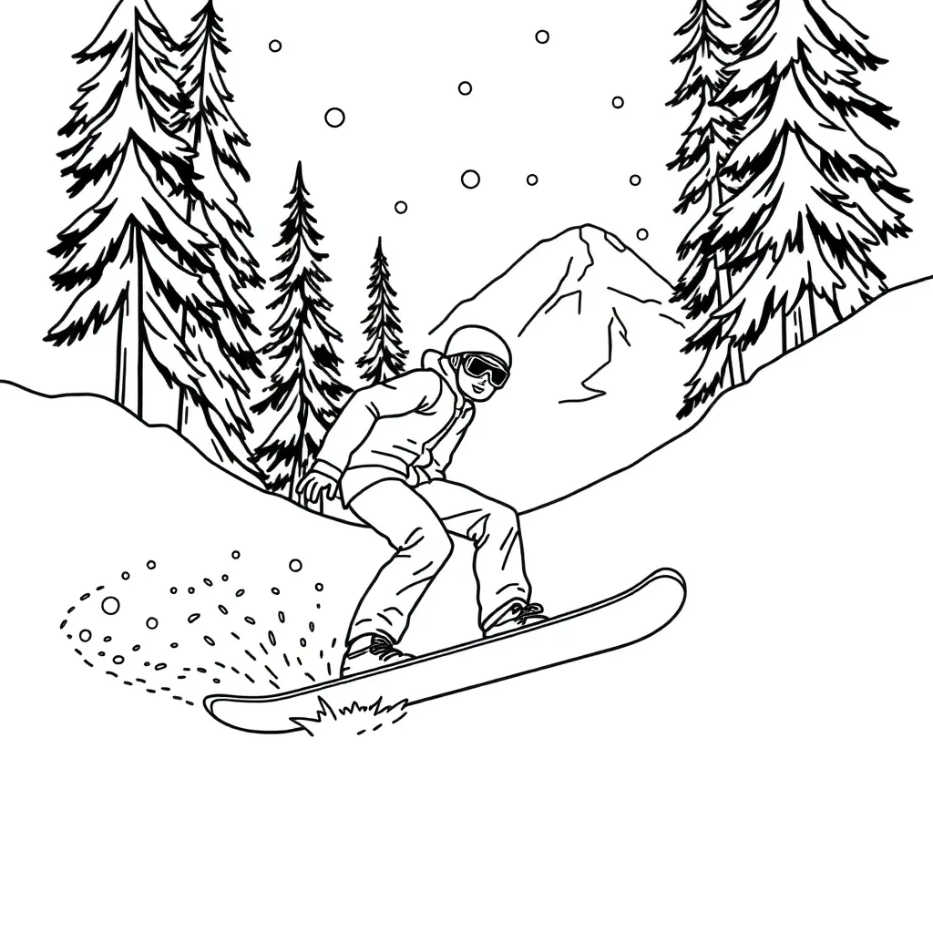 Snowboarder coloring page