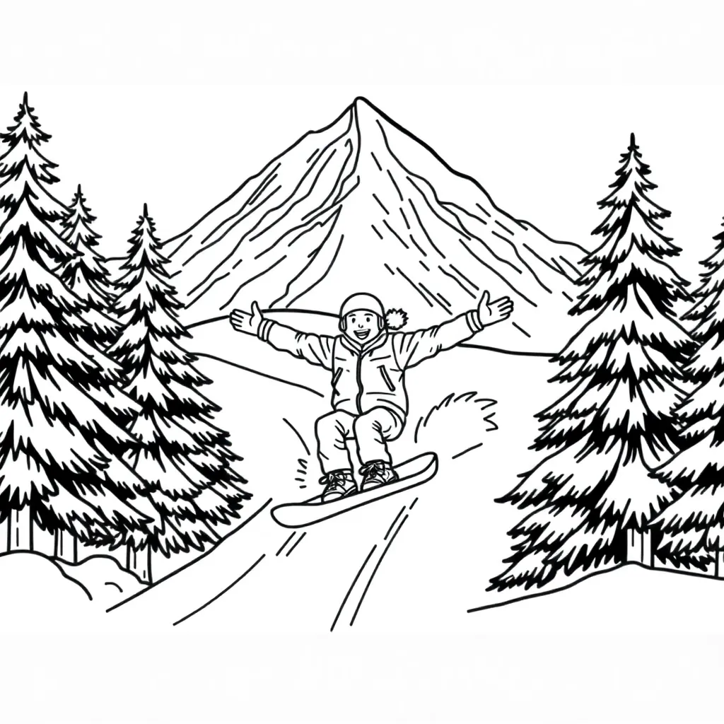 Snowboarder coloring page