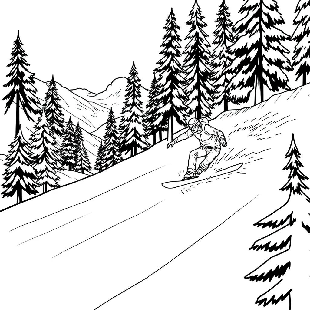 Snowboarder coloring page