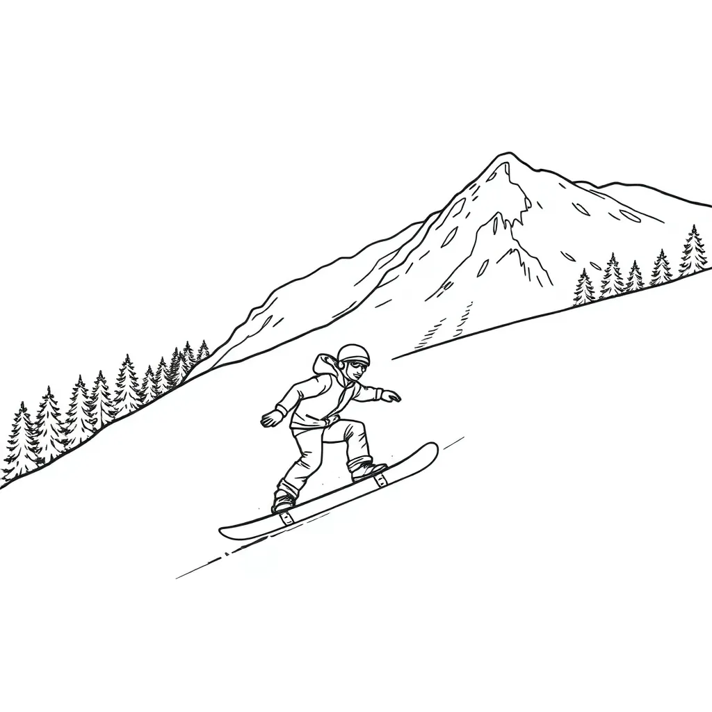 Snowboarder coloring page