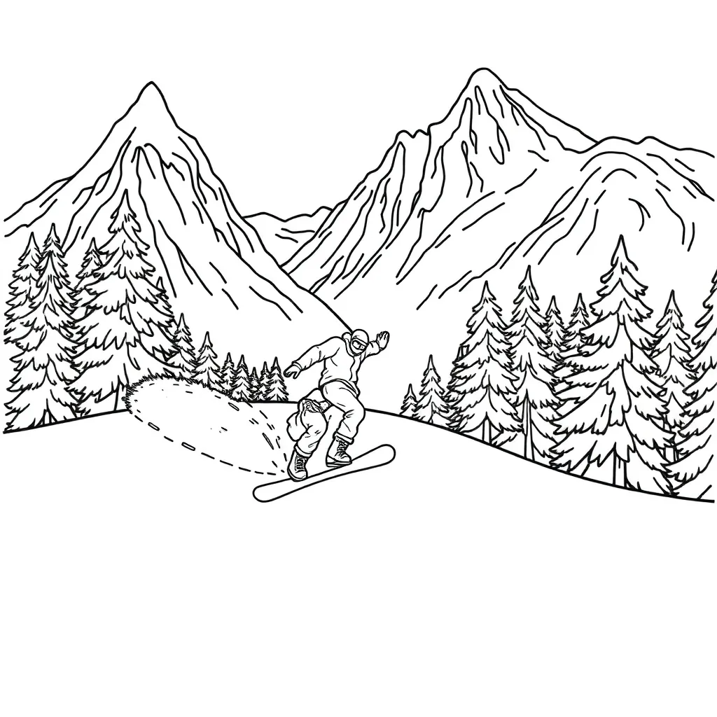 Snowboarder coloring page