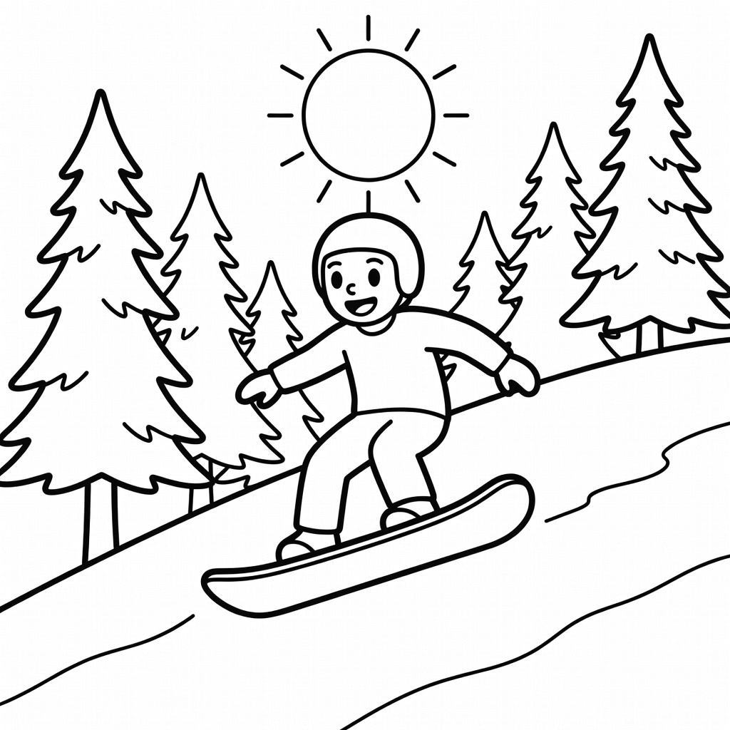 Snowboarder coloring page